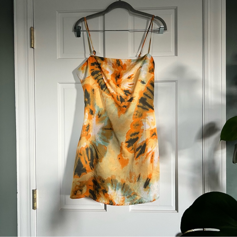 Orange Dress with Gold Zipper